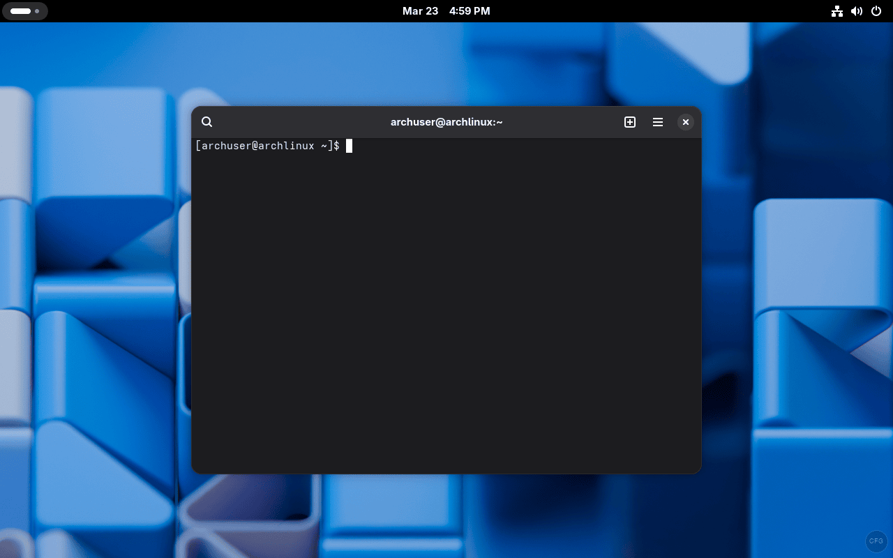 Terminal emulator running on Arch Linux with GNOME desktop