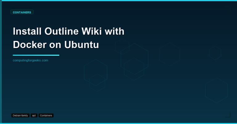 Outline Wiki deployed with Docker showing workspace dashboard and collections