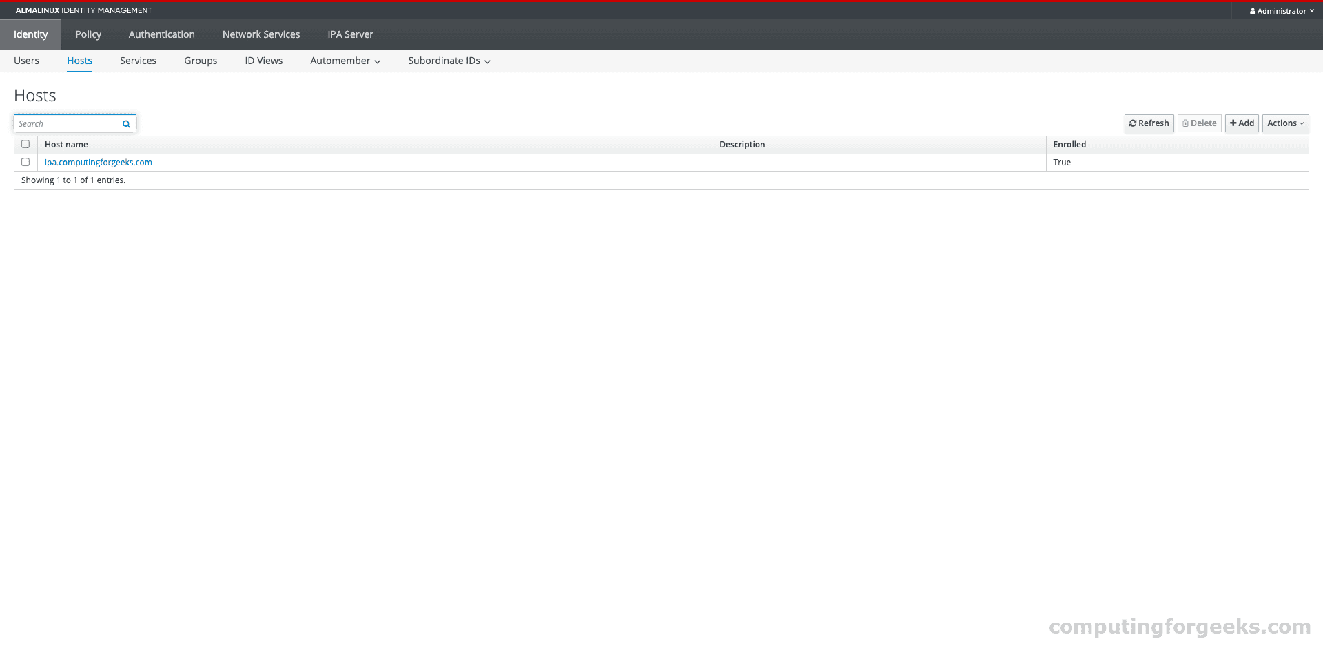 FreeIPA Enrolled Hosts list