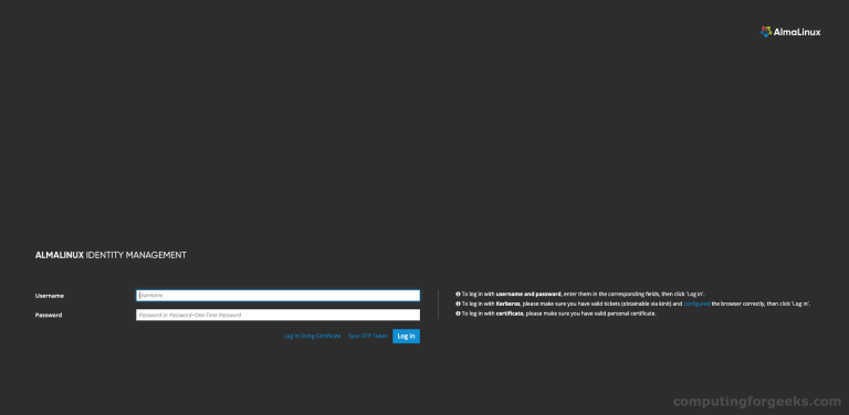 FreeIPA Web UI Login Page