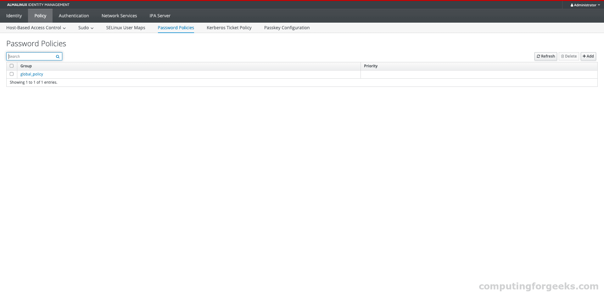 FreeIPA Password Policy configuration
