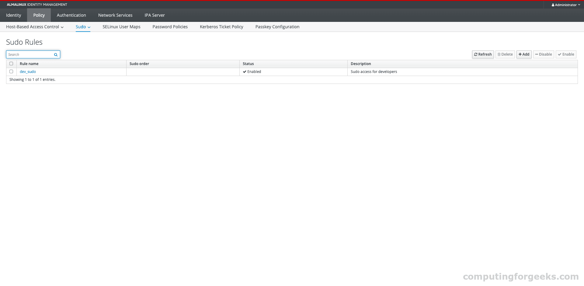 FreeIPA Sudo Rules list