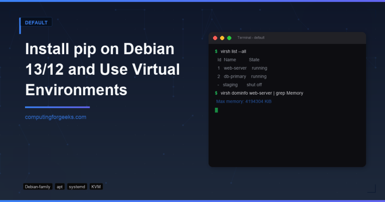 install pip on debian 13 12 and use virtual environments