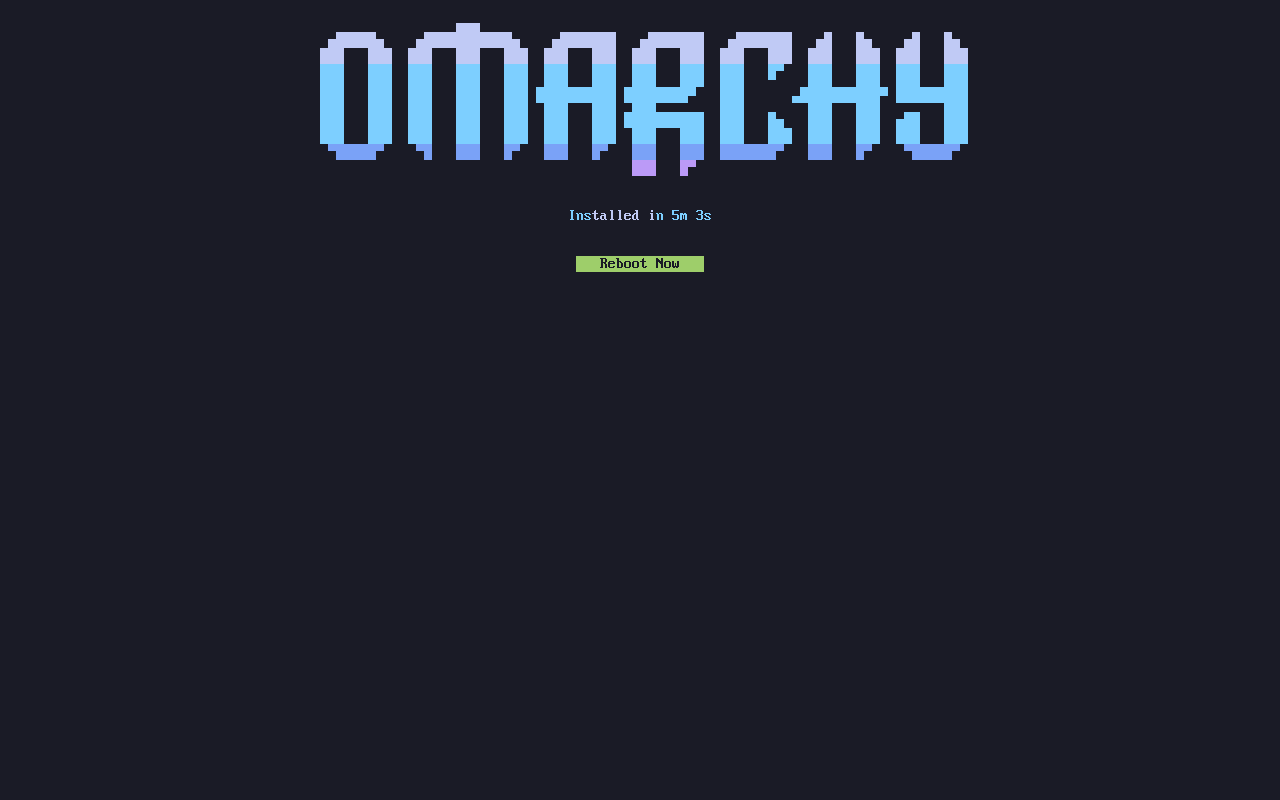How to Install Omarchy OS - Arch-Based Hyprland Desktop 6 Omarchy installation complete reboot screen