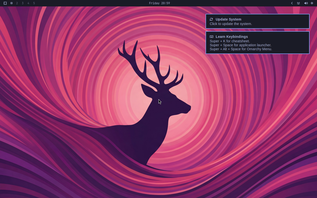 How to Install Omarchy OS - Arch-Based Hyprland Desktop 8 Omarchy Hyprland desktop after first boot