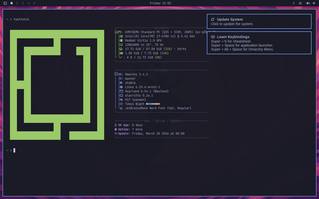 How to Install Omarchy OS - Arch-Based Hyprland Desktop 10 Omarchy fastfetch system information