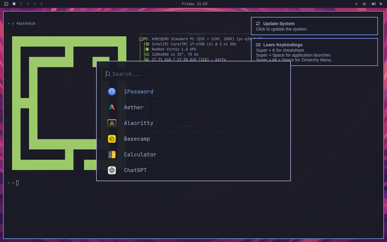 How to Install Omarchy OS - Arch-Based Hyprland Desktop 11 Omarchy Walker application launcher