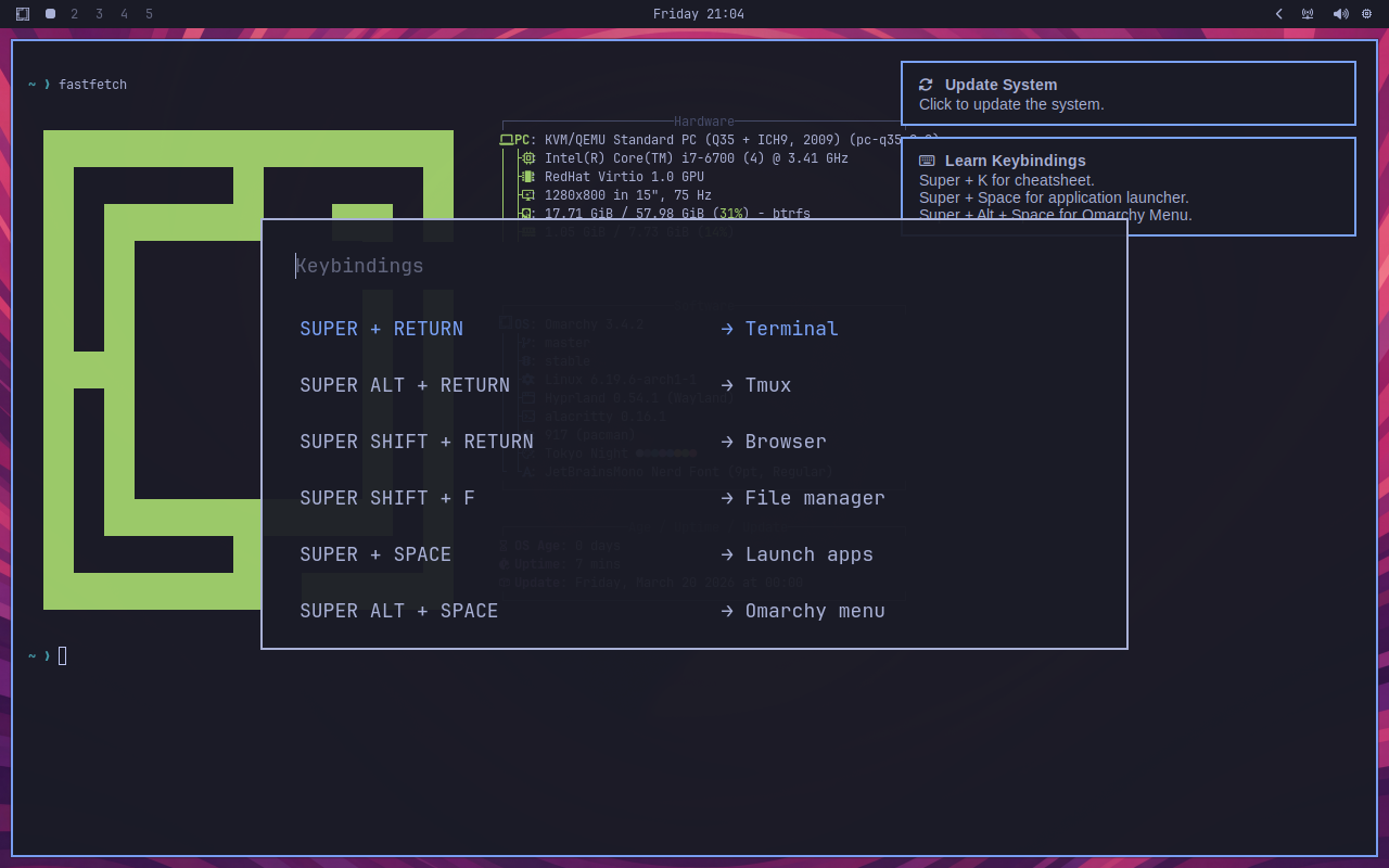 How to Install Omarchy OS - Arch-Based Hyprland Desktop 9 Omarchy keyboard shortcuts cheatsheet