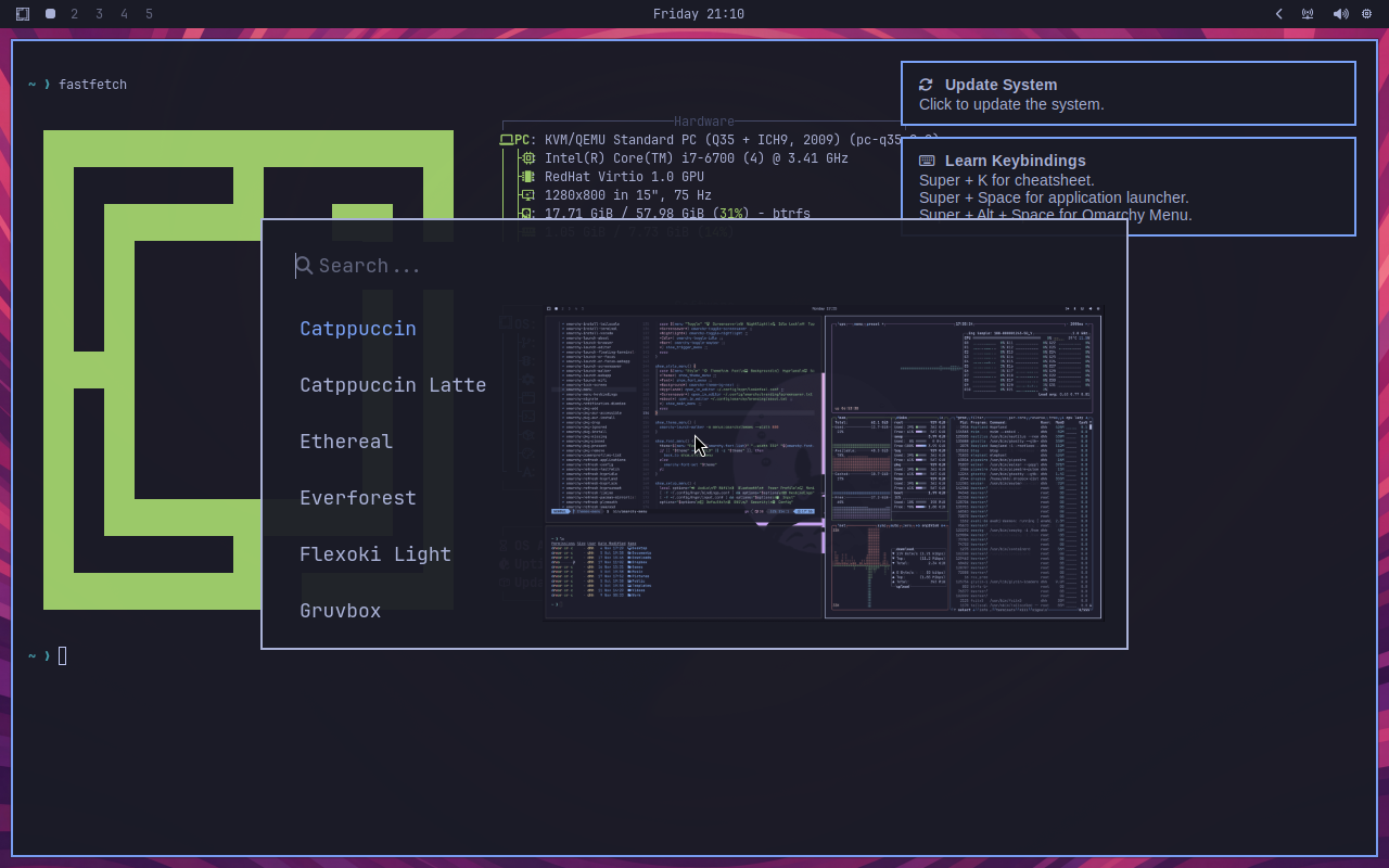 How to Install Omarchy OS - Arch-Based Hyprland Desktop 14 Omarchy theme selector with live preview