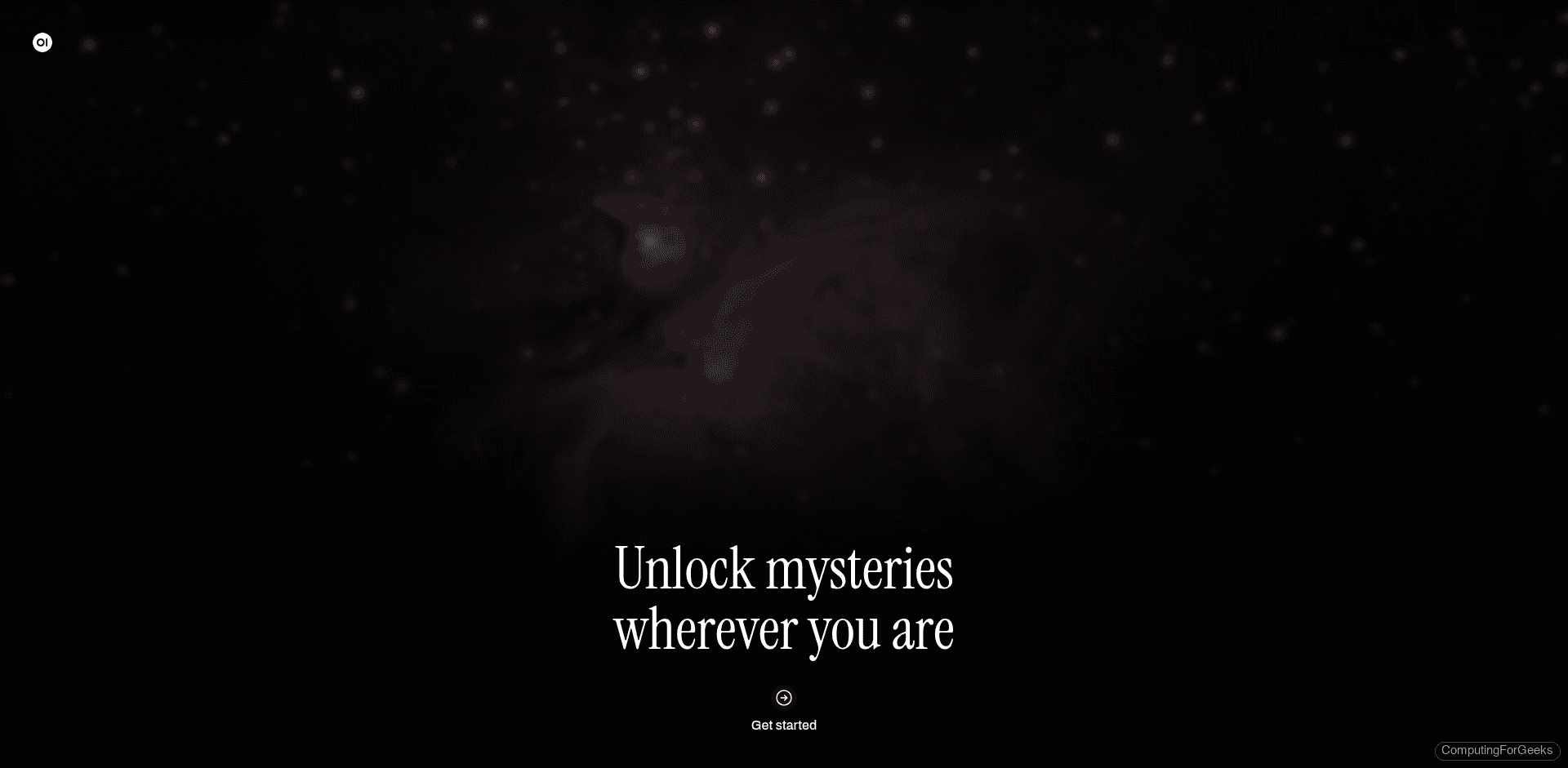 Open WebUI welcome page with Get Started button