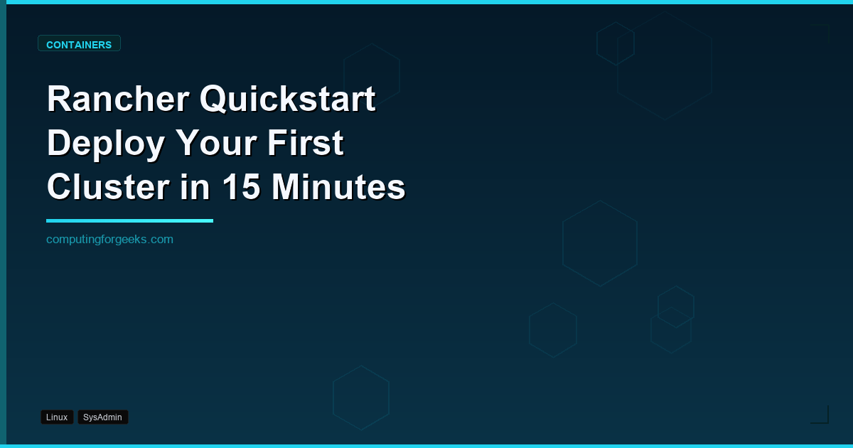 Rancher quickstart single server deployment
