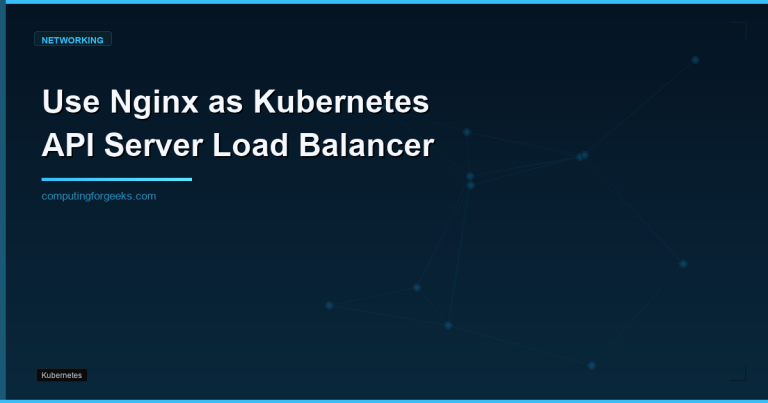 Nginx stream TCP load balancer fronting three Kubernetes kube-apiserver control plane nodes on port 6443