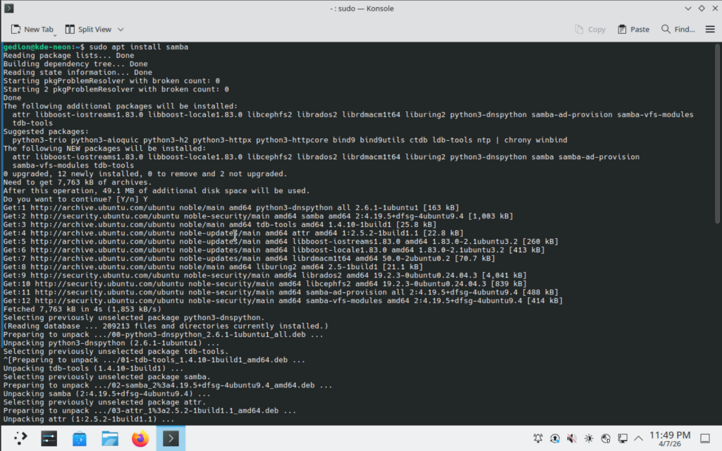 Configure Samba Share on KDE Neon Kubuntu 01
