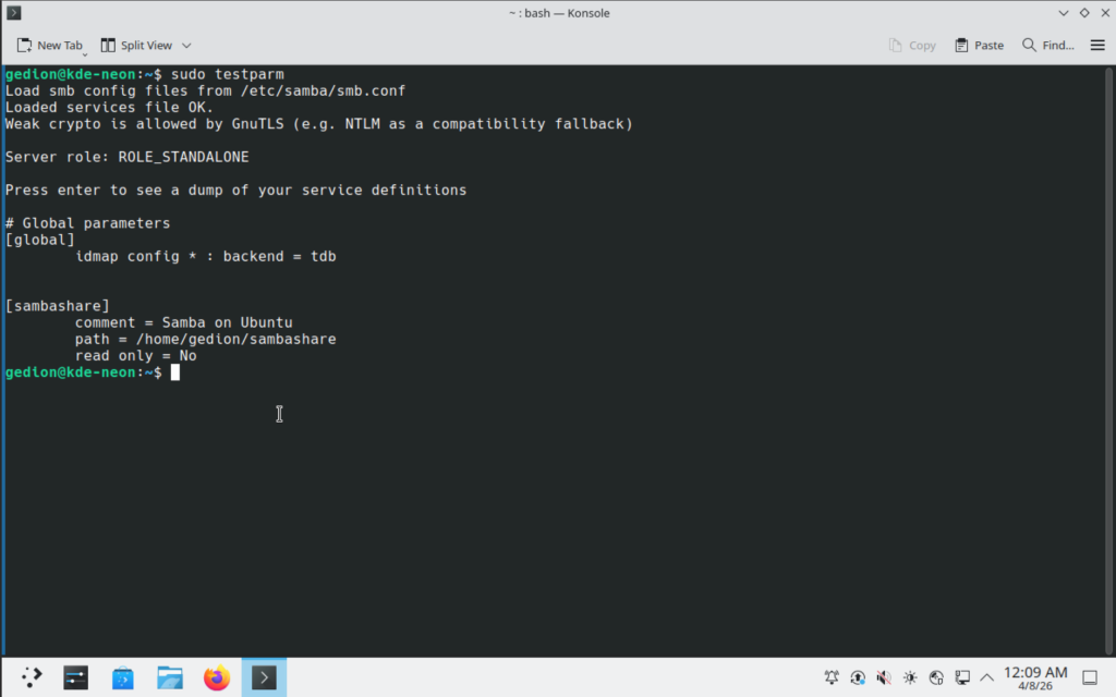 Configure Samba Share on KDE Neon Kubuntu 06