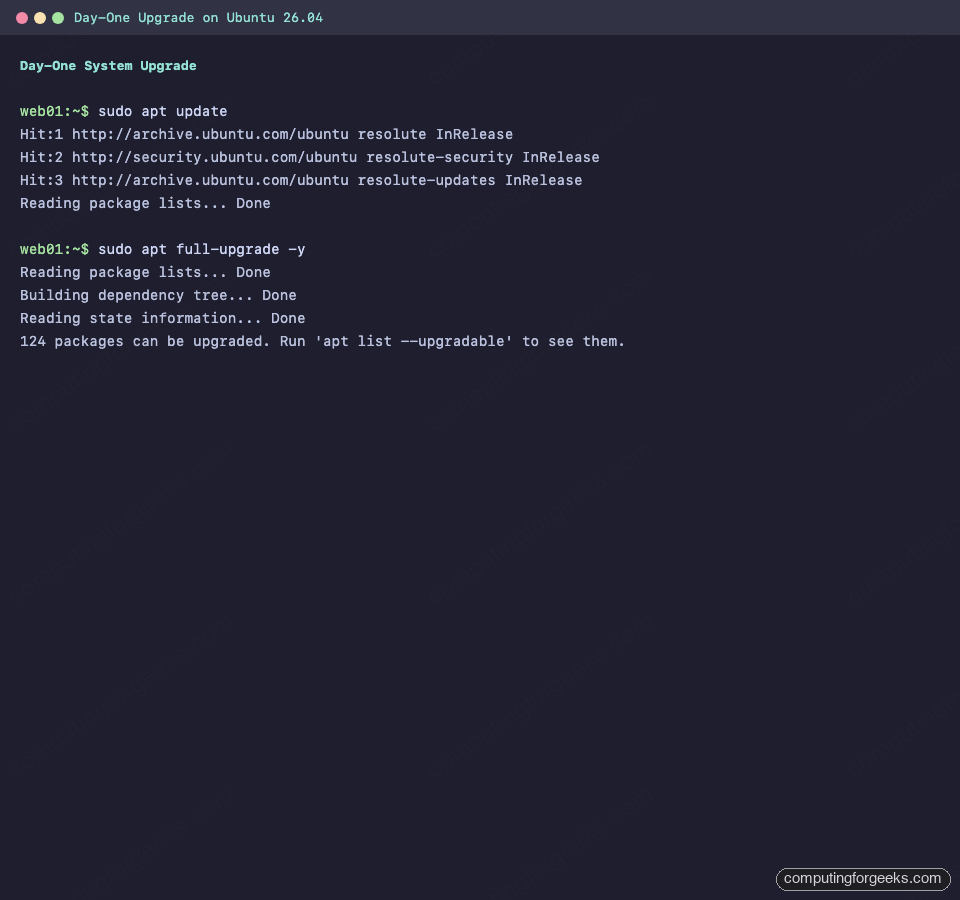 Ubuntu 26.04 Server First apt update and full-upgrade