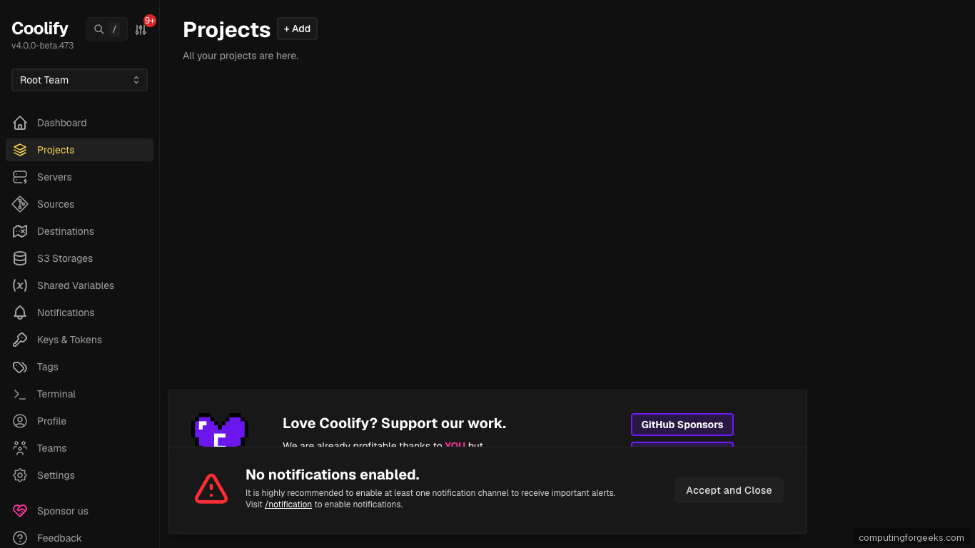 Coolify Projects on Ubuntu 26.04