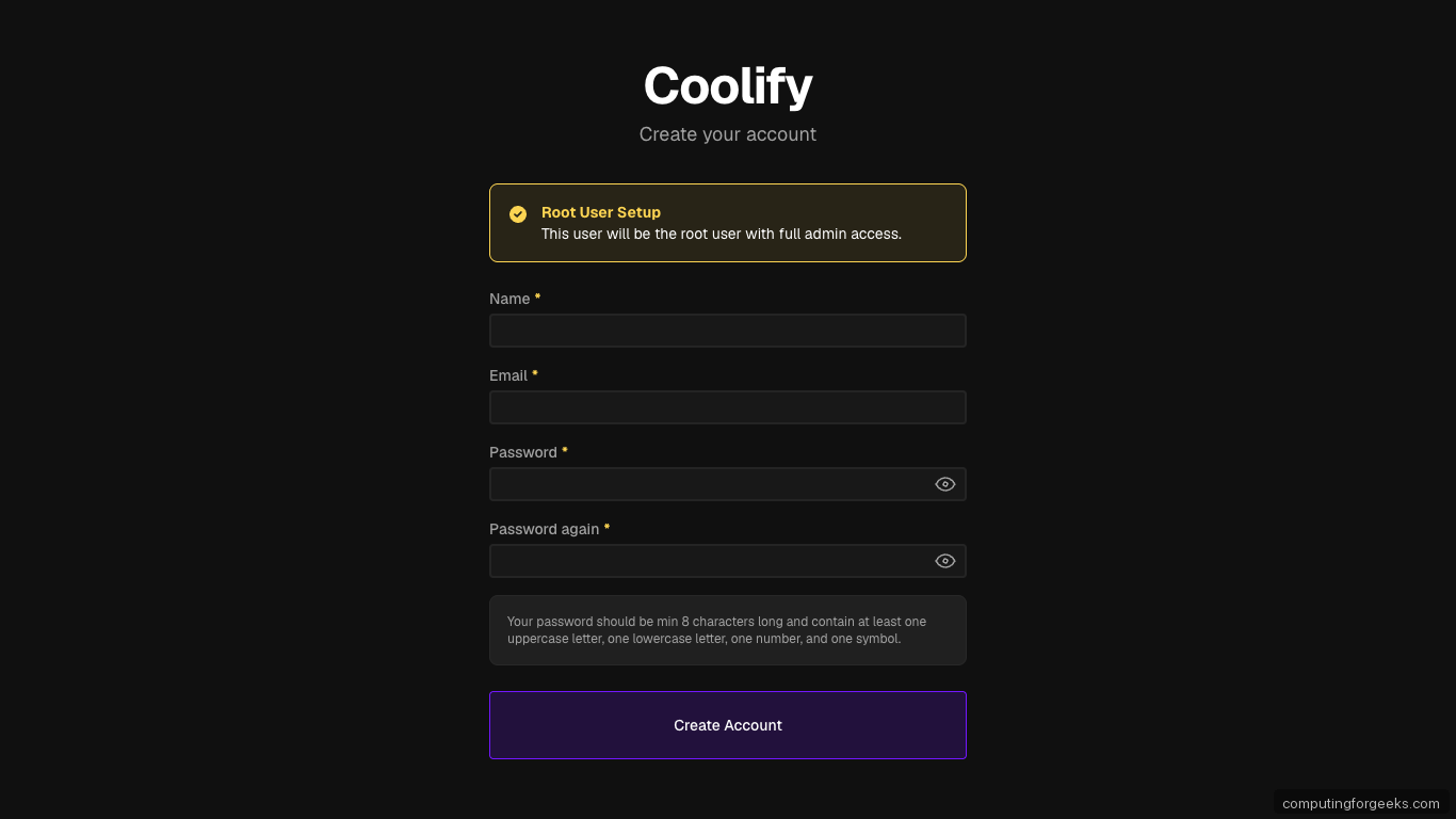Coolify Root User Setup on Ubuntu 26.04