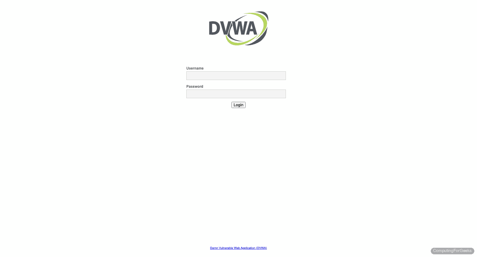 DVWA login page