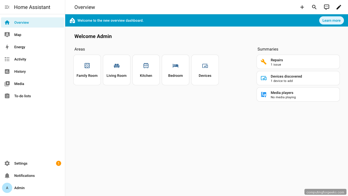Home Assistant Overview Dashboard on Ubuntu 26.04