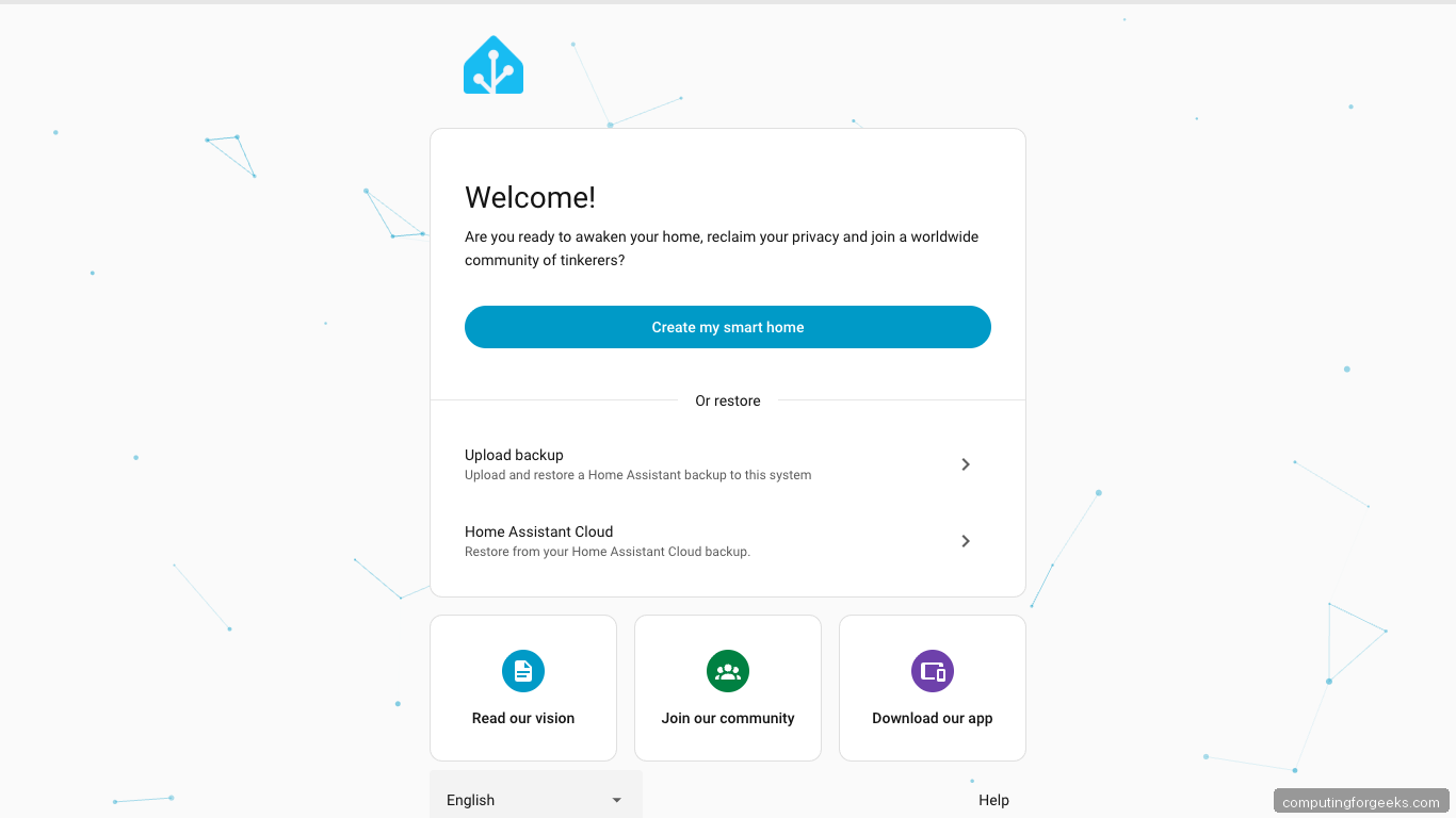 Home Assistant Onboarding Welcome on Ubuntu 26.04