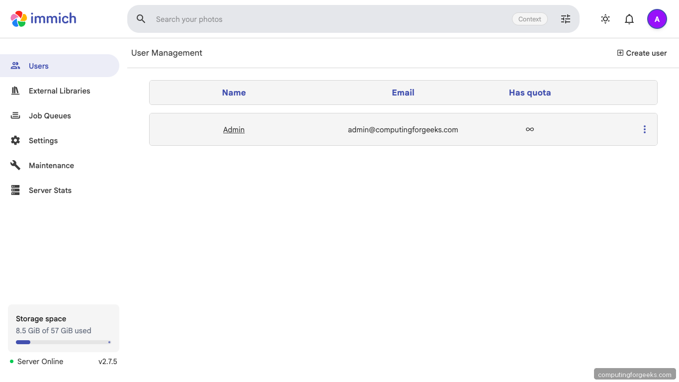 Immich Admin Users on Ubuntu 26.04