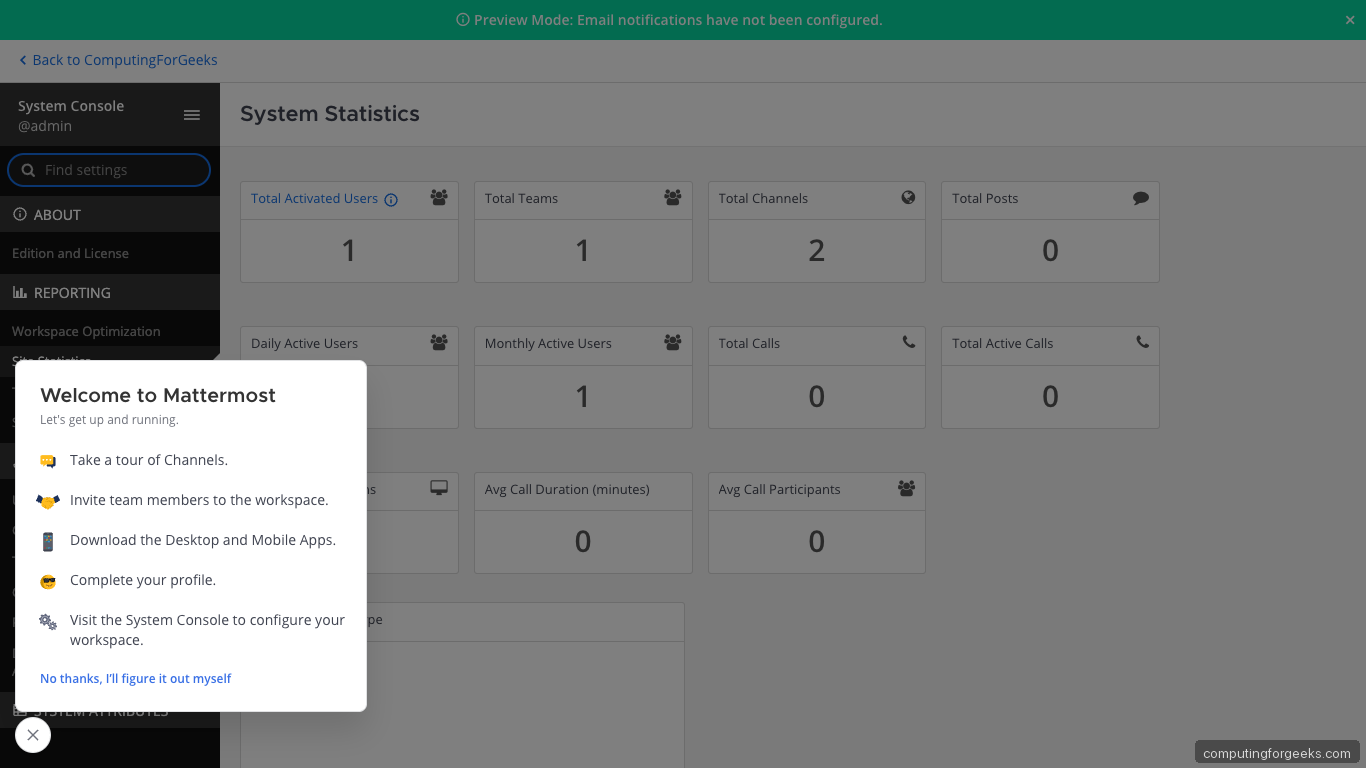 Mattermost System Analytics on Ubuntu 26.04