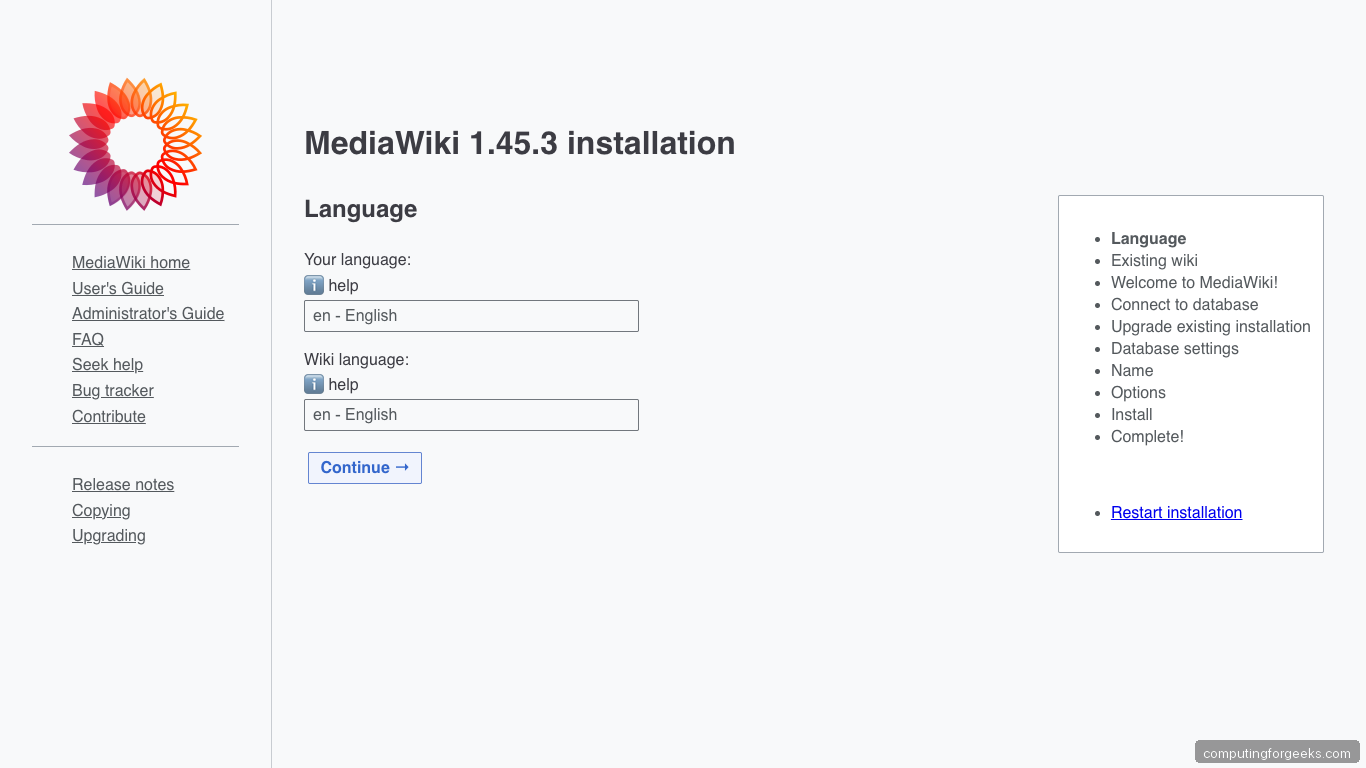 MediaWiki Installer Language on Ubuntu 26.04