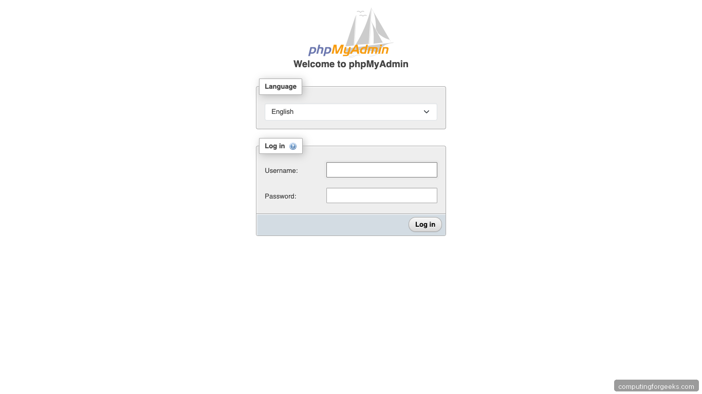 phpMyAdmin Login Page on Ubuntu 26.04