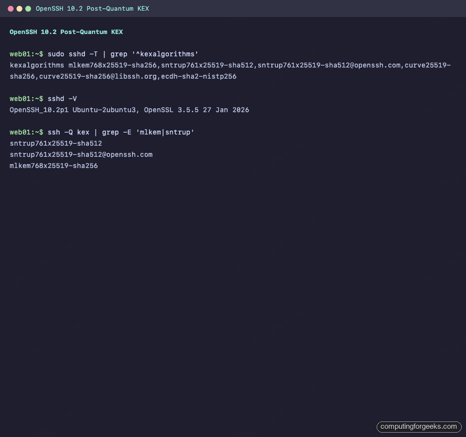 Ubuntu 26.04 OpenSSH 10.2 Post-Quantum KEX