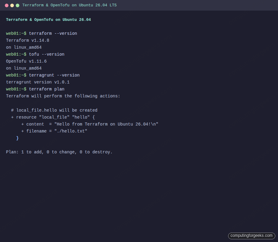 Terraform and OpenTofu version check on Ubuntu 26.04 LTS