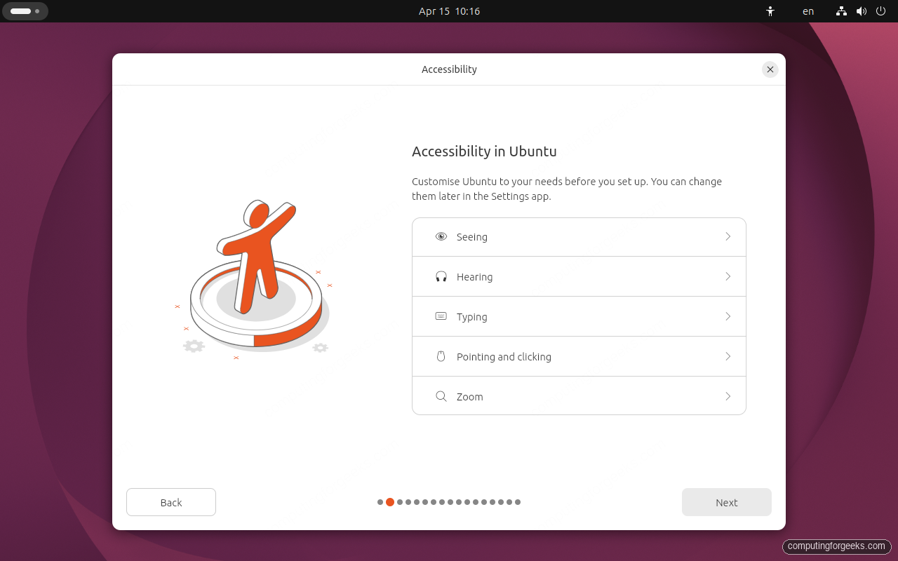 Ubuntu 26.04 installer accessibility options screen