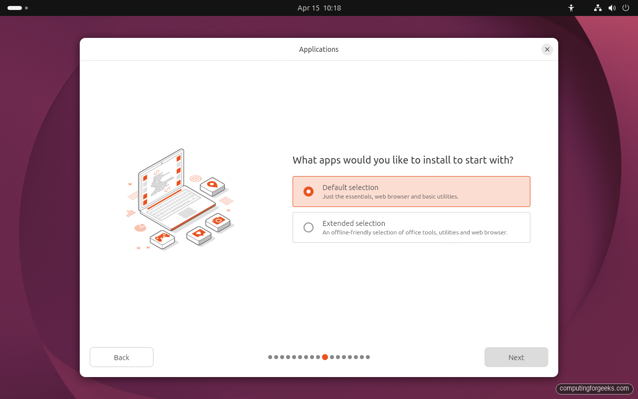 Ubuntu 26.04 installer default vs extended app selection