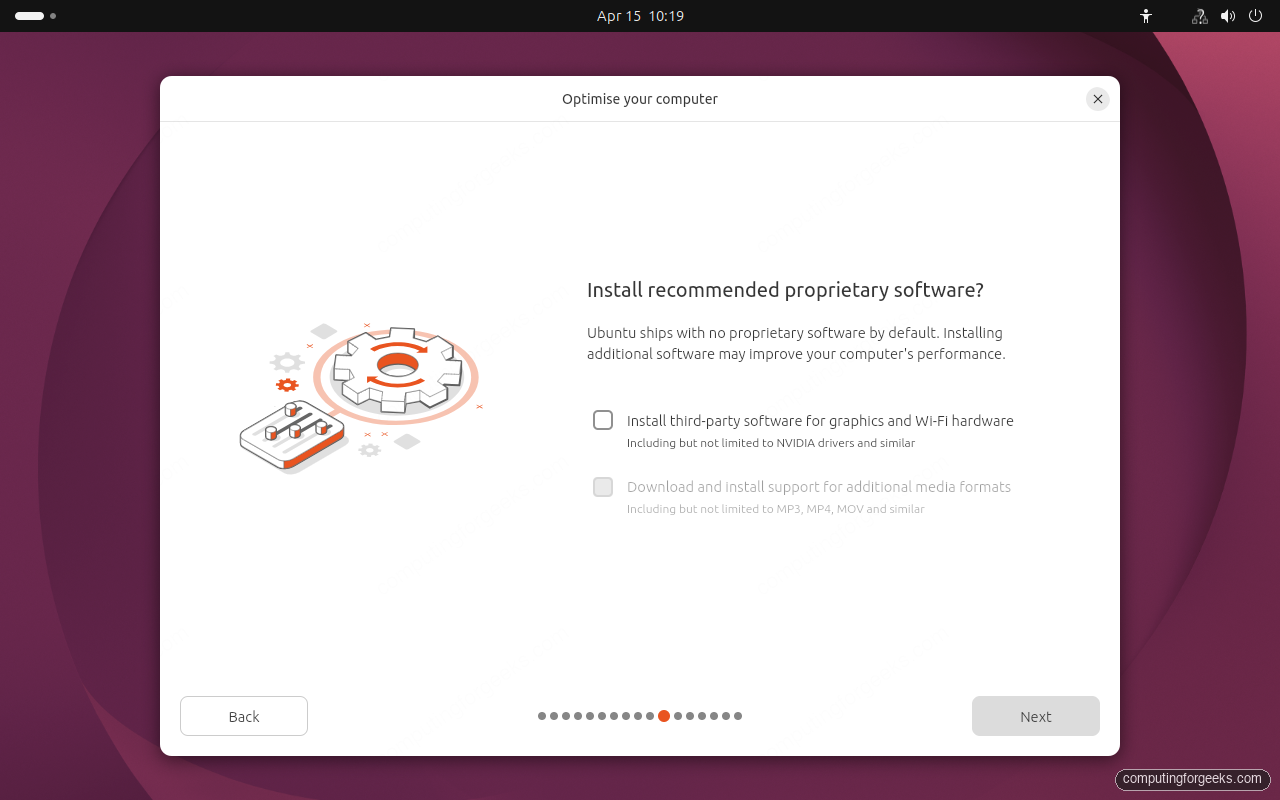 Ubuntu 26.04 installer proprietary drivers and codecs options