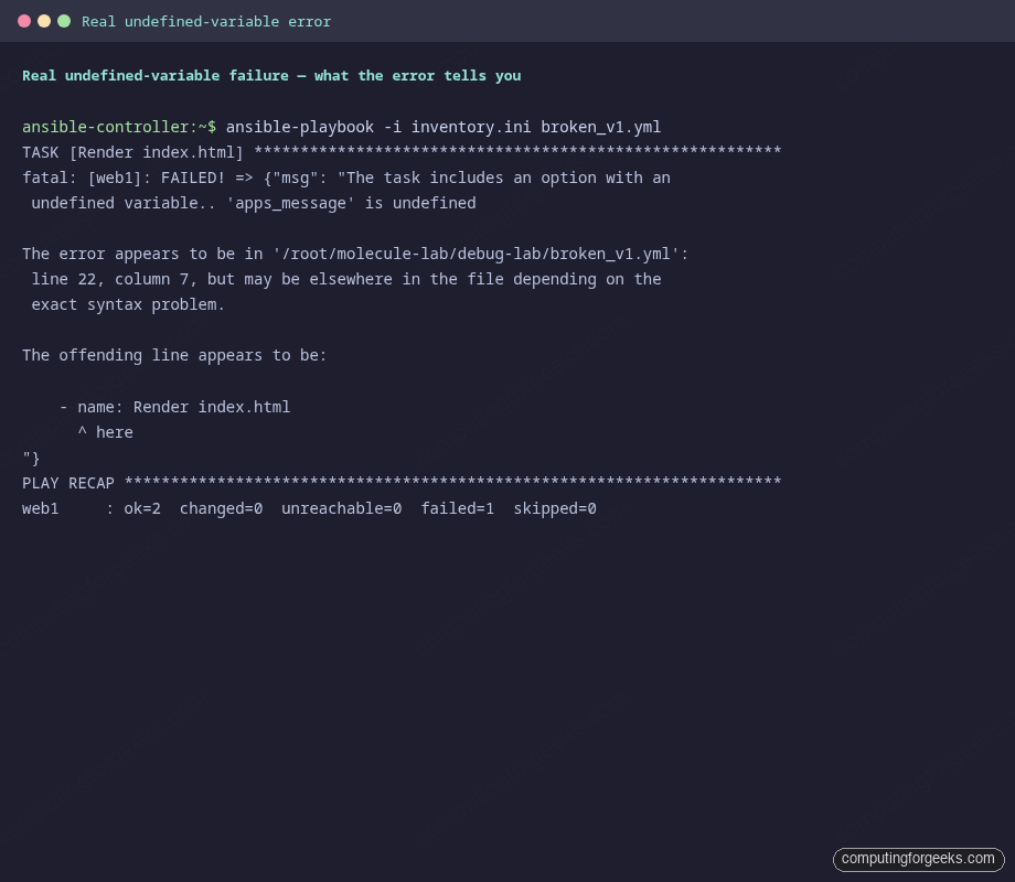 ansible fatal error undefined variable apps_message line 22