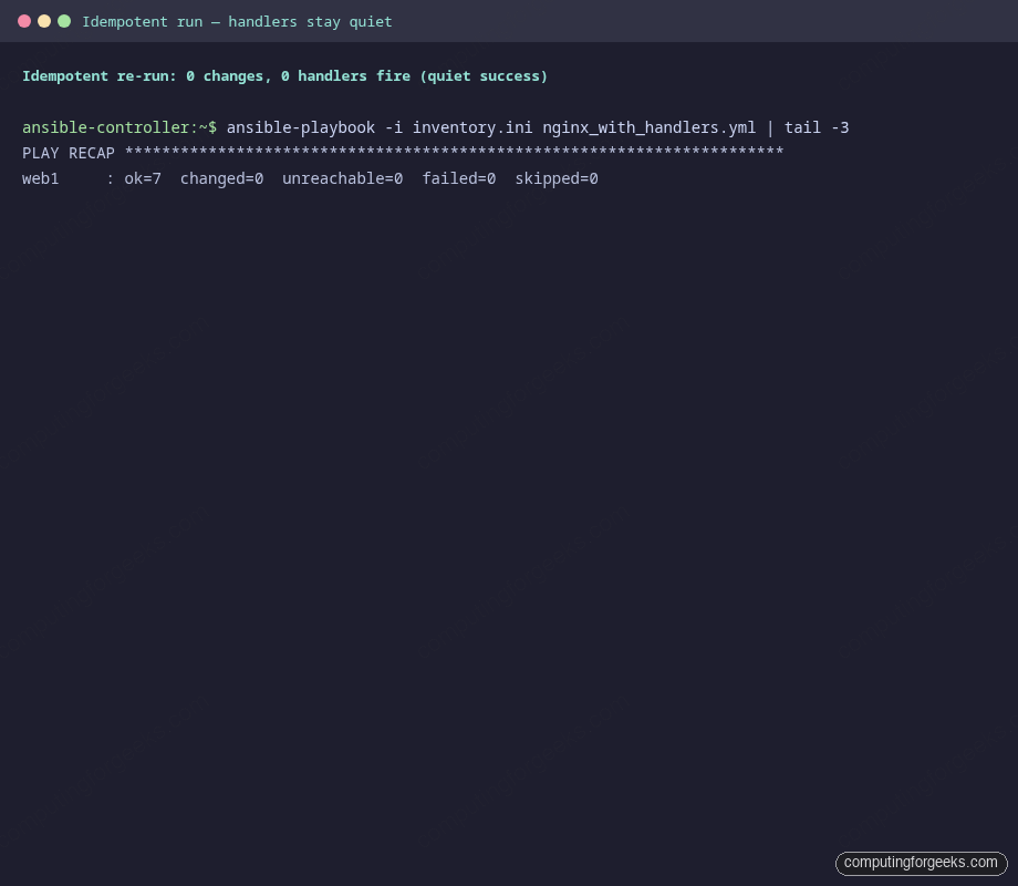 ansible PLAY RECAP web1 ok=7 changed=0 failed=0