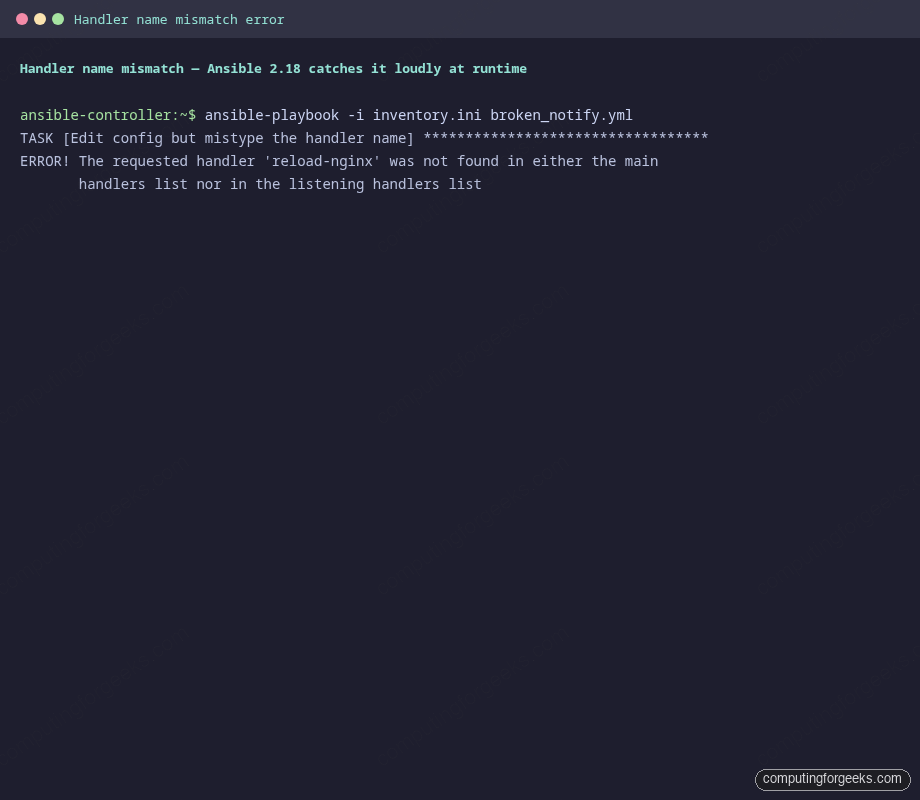 ansible ERROR The requested handler reload-nginx was not found