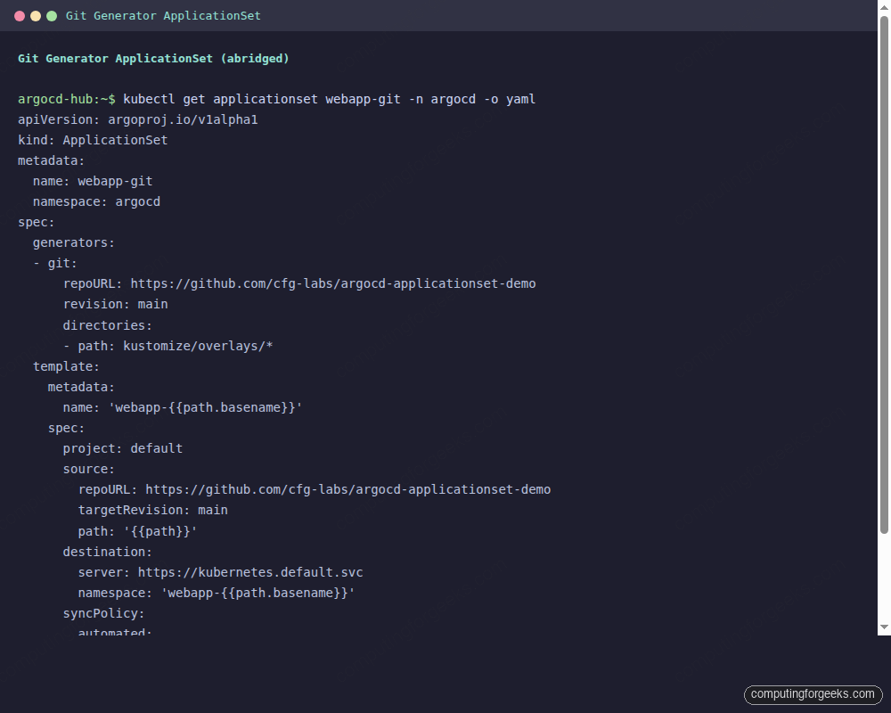ArgoCD Git generator auto-discovering kustomize overlay directories from GitHub repo