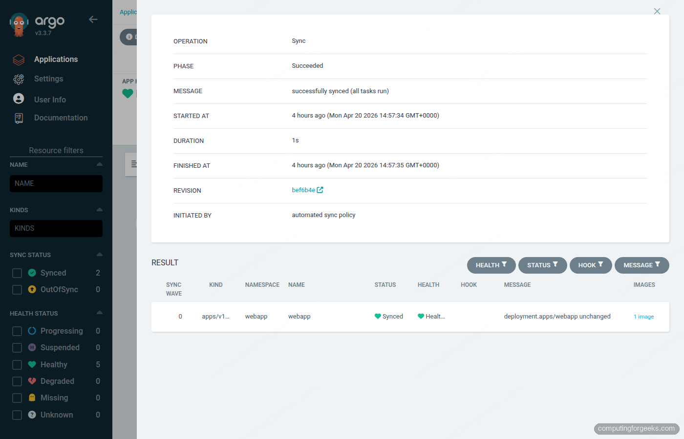 ArgoCD sync wave annotations showing ordered resource deployment sequence