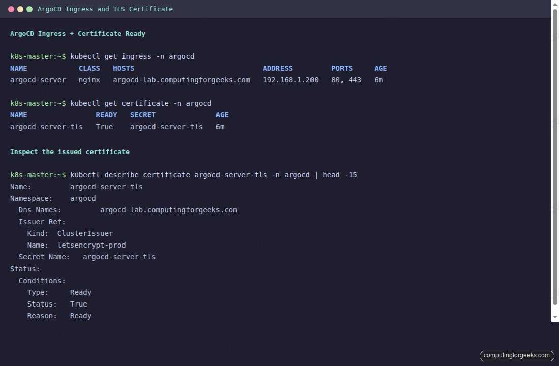 Expose ArgoCD with MetalLB Ingress | ComputingForGeeks