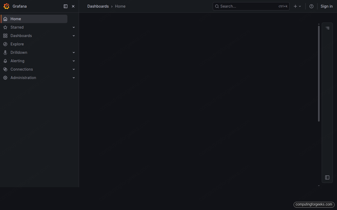 Install Grafana on Ubuntu 26.04 LTS 3 Grafana home dashboard on Ubuntu 26.04 LTS
