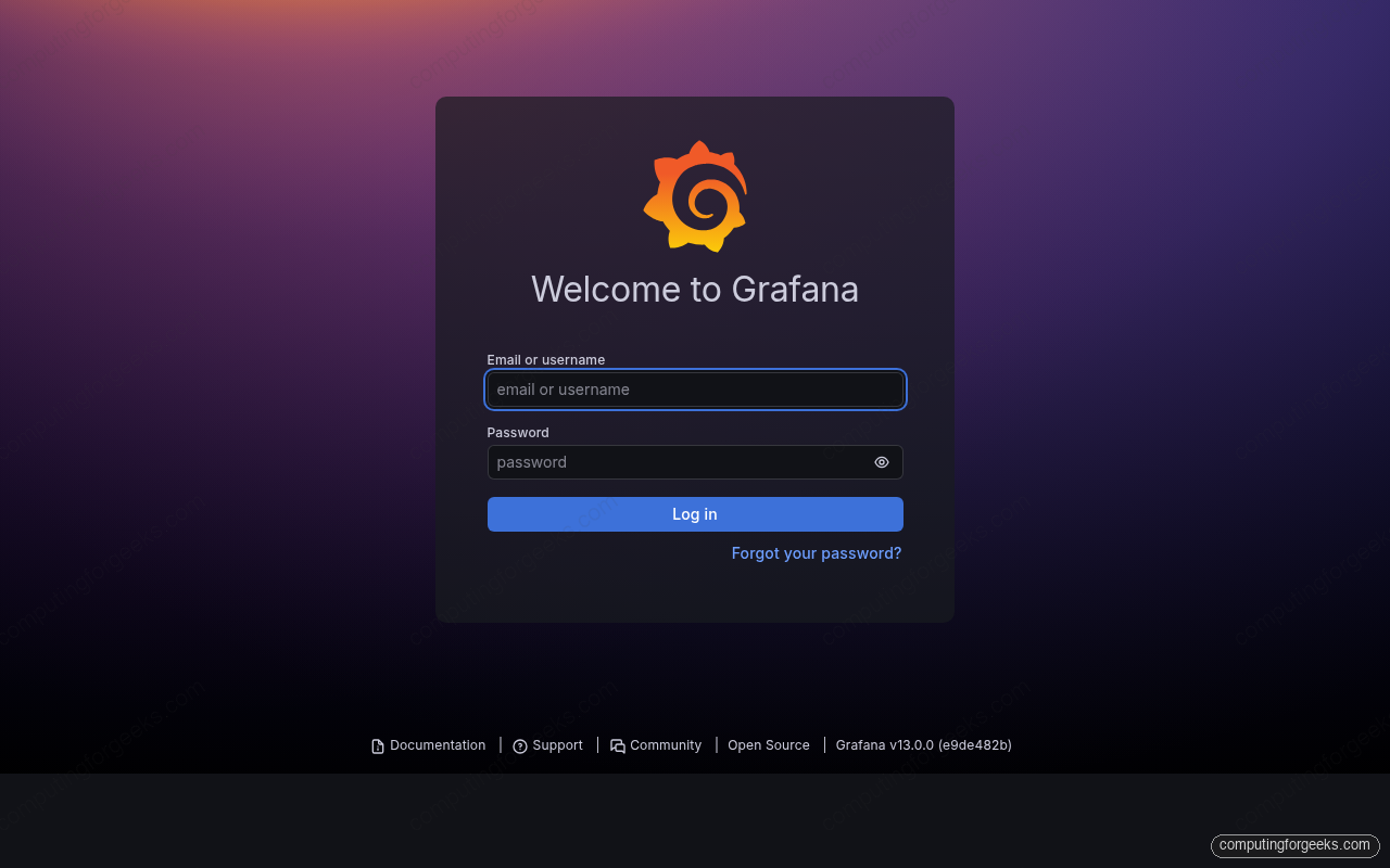 Install Grafana on Ubuntu 26.04 LTS 2 Grafana login page on Ubuntu 26.04 LTS