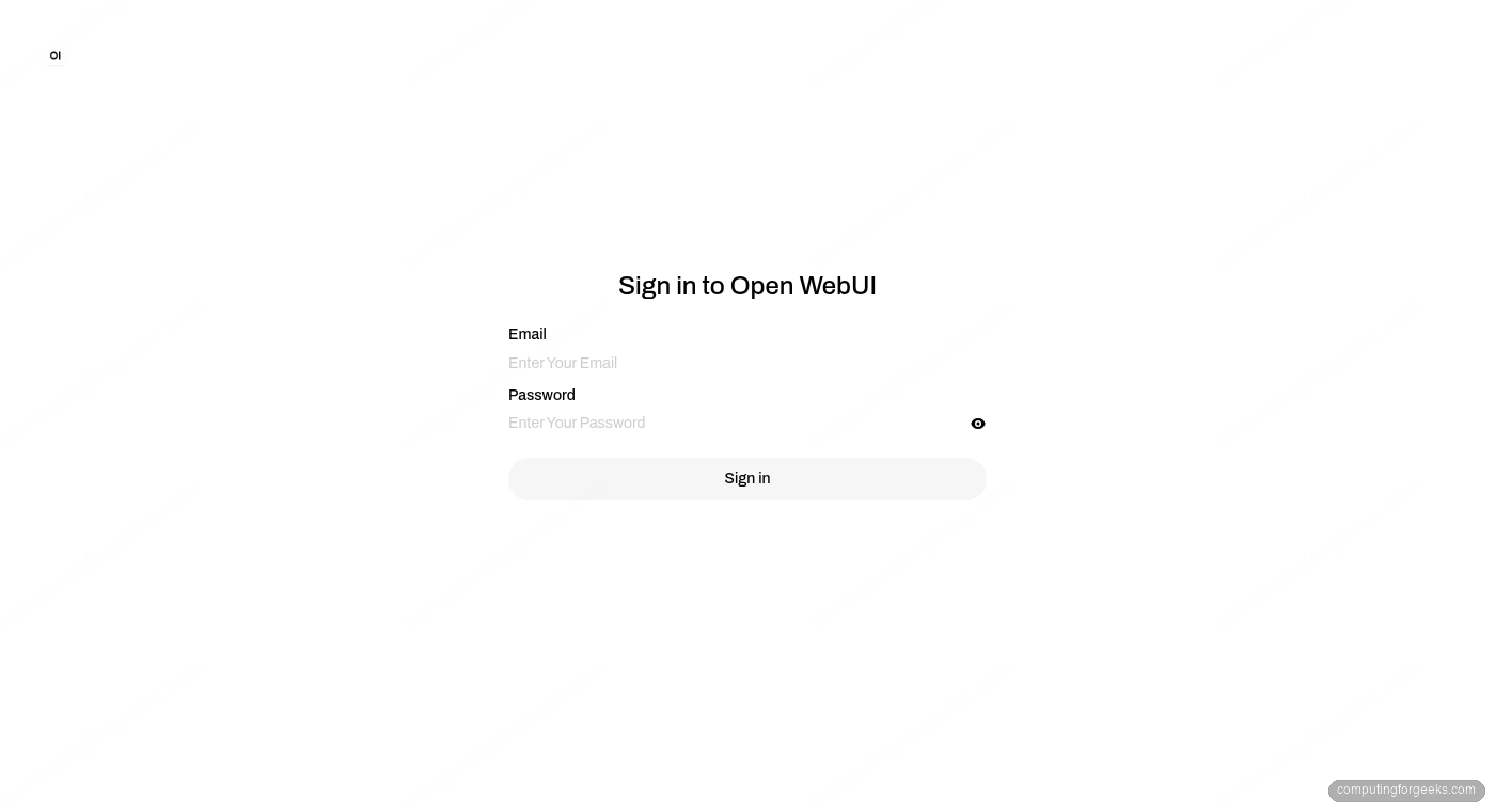 Open WebUI sign-in page on Ubuntu 26.04 LTS
