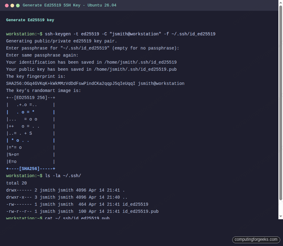 Generating an Ed25519 SSH key on Ubuntu 26.04