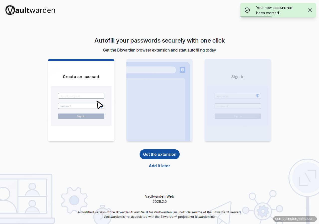 Vaultwarden login flow email-address step