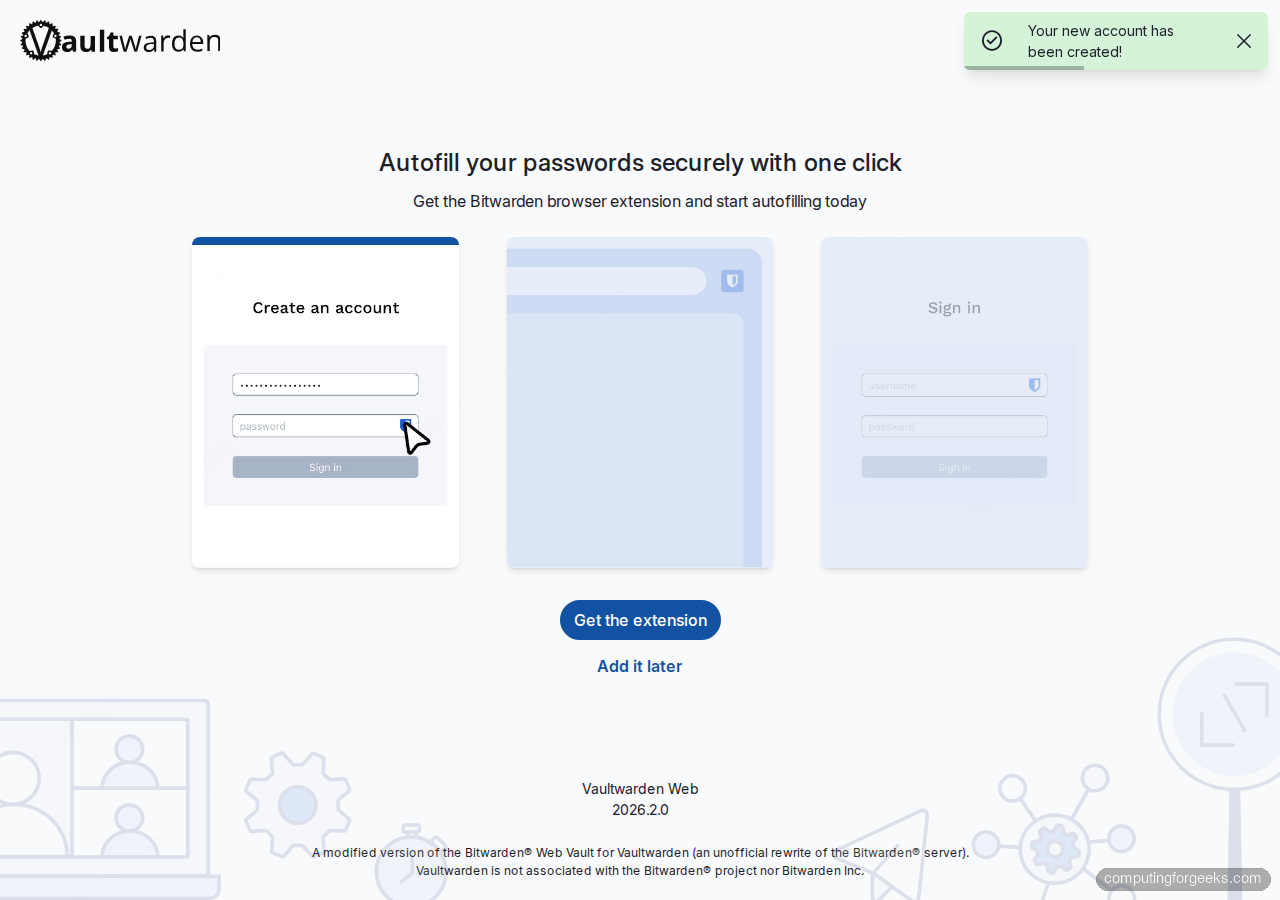 Vaultwarden master password prompt during login