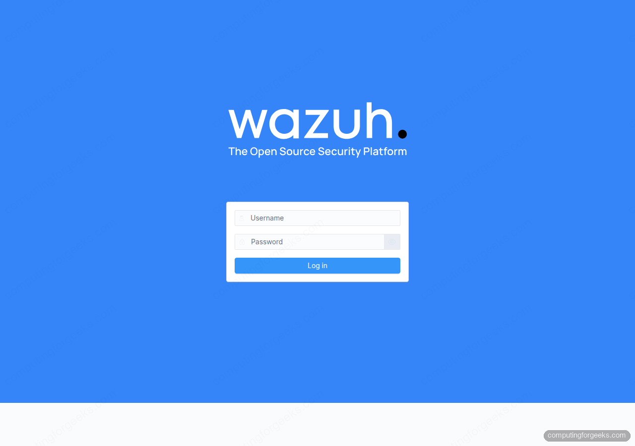 Wazuh dashboard login page served over HTTPS on Ubuntu 24.04