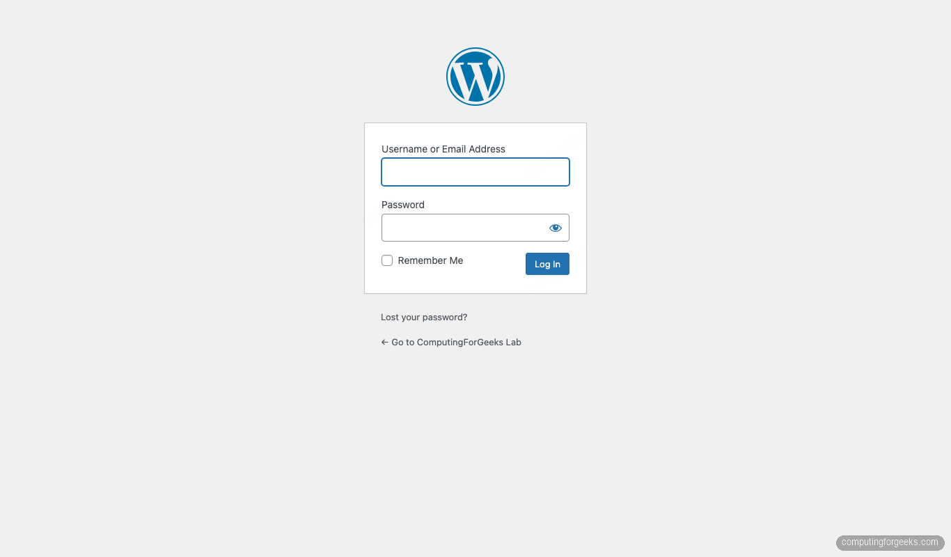 WordPress login page served over HTTPS on Ubuntu 26.04