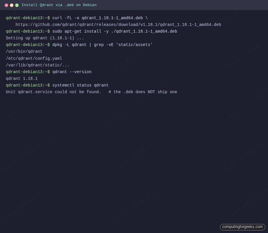 Install Qdrant via deb package on Debian