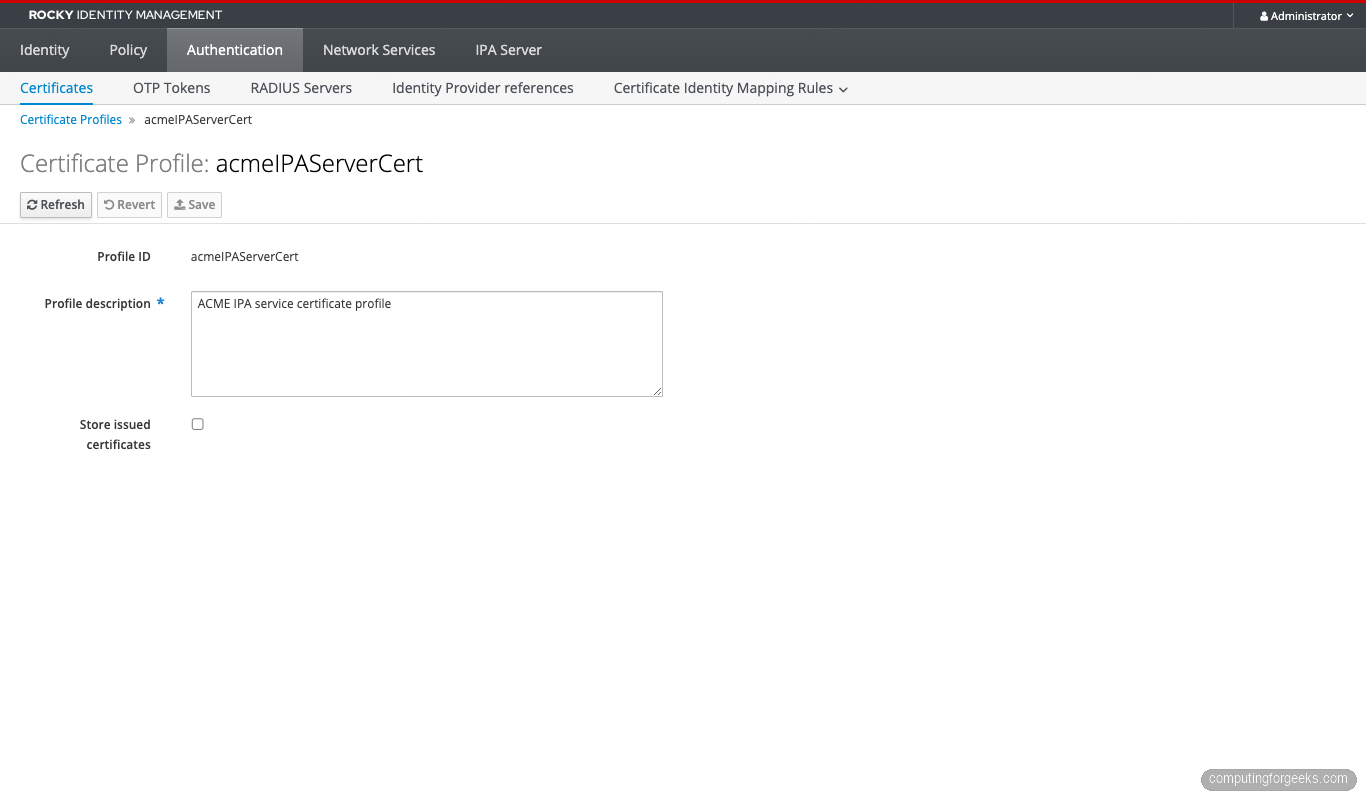 acmeIPAServerCert profile detail in FreeIPA WebUI