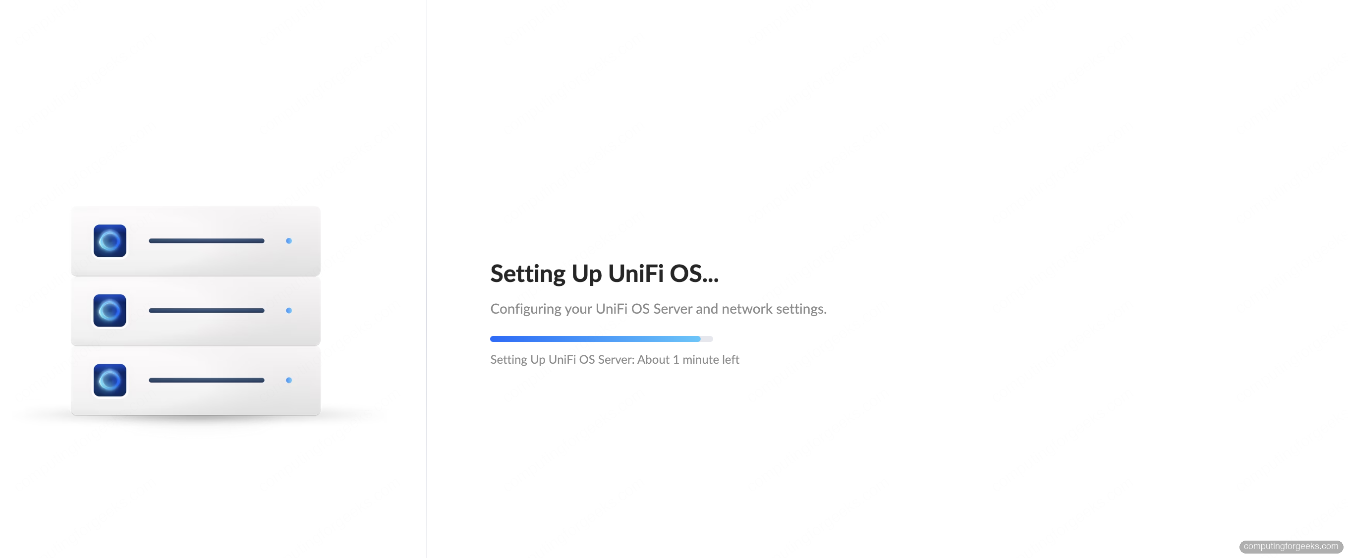 UniFi OS Server setting up progress wizard on Ubuntu 24.04 LTS